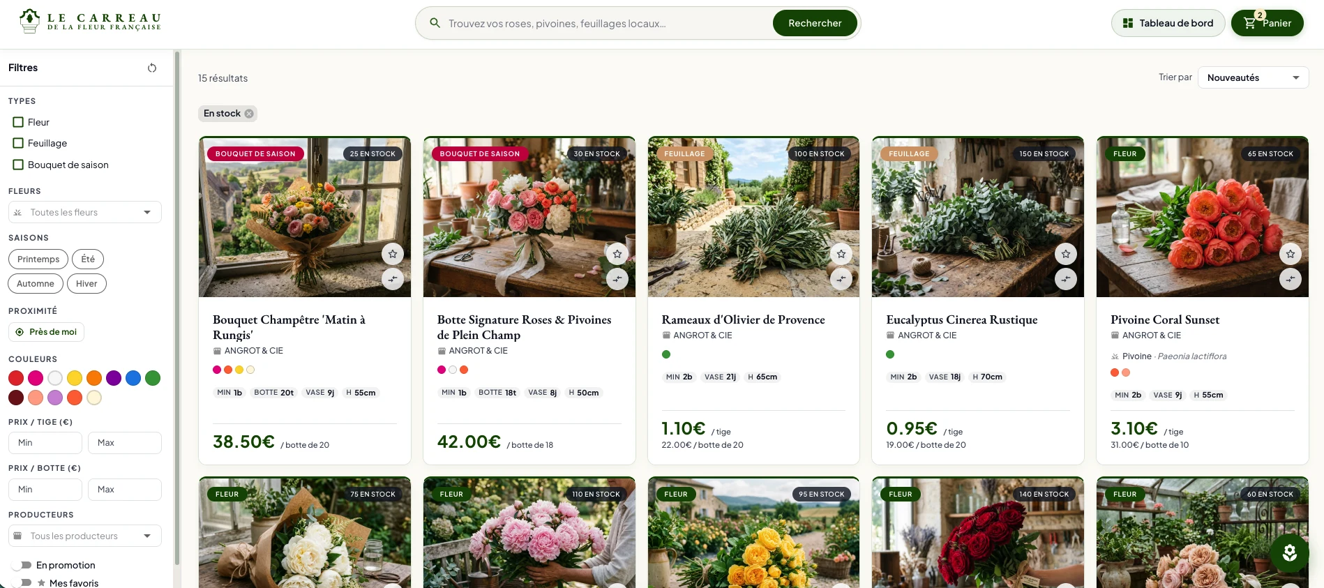 Place de marché et arrivages des producteurs français en direct