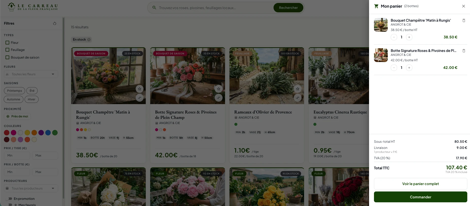Panier multi-producteurs avec regroupement par producteur et livraison Log'issimo